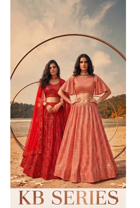 Kb 8101 Pure Butterfly Net With Embroidery Work Lehenga Choli